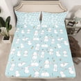 thumbnail image 2 of Homewish Kawaii Rabbit Child Full Size Sheets, Cute Bunnies Animal Lover Bed Sheets, Blue Cartoon Theme Sheet Sets, Lightweight Room Decor, 4-Piece, 2 of 7