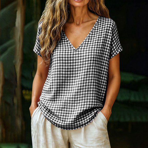 Women's Casual Loose Fit Short Sleeve