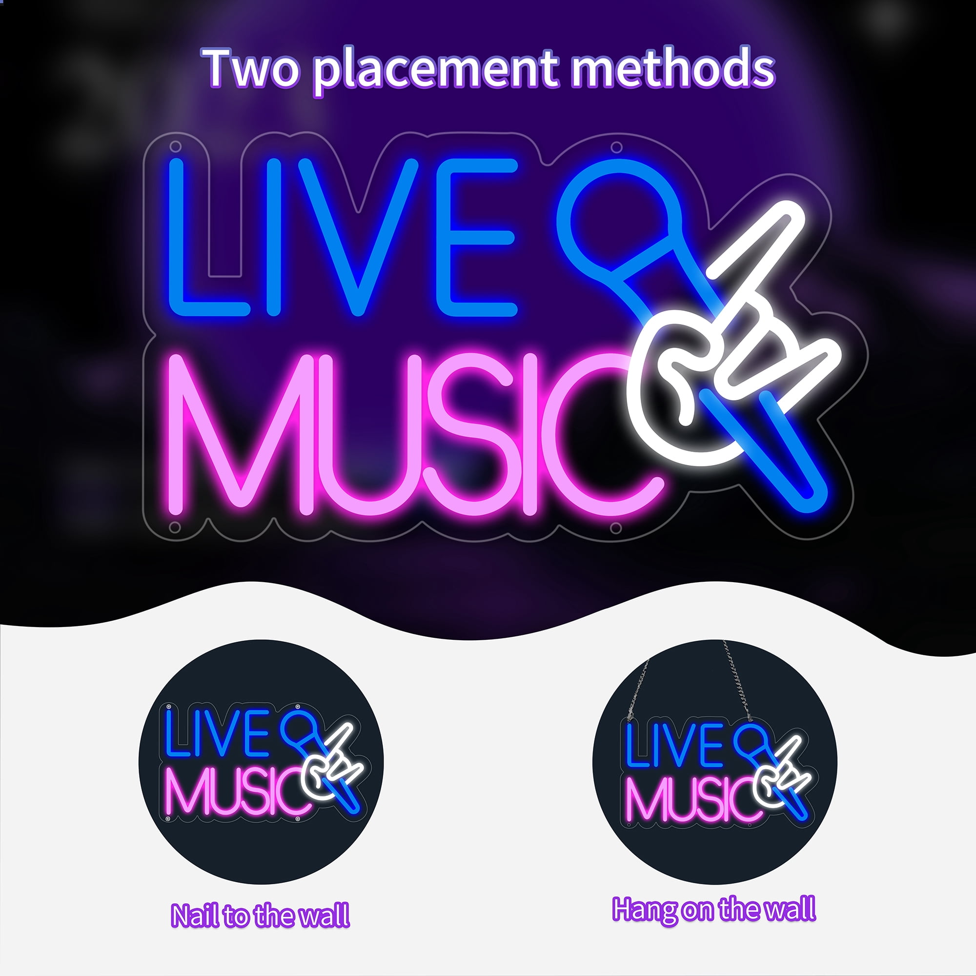Live Music Neon Sign for Wall Decor, USB Powered Singing Music Led Sign, Reusable Light Up Sign for Boys and Girls, Neon Sign for Bedroom and Livingroom