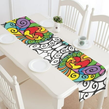 

MYPOP Style Of Zentangle Cotton Linen Table Runner 14x72 Inches