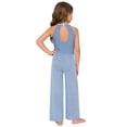 thumbnail image 2 of TiaoBug Kids Girls Shiny Rhinestone Sleeveless Wide Leg Pants Romper Overlay Tulle Jumpsuit Dance Unitard Dusty Blue 16, 2 of 7