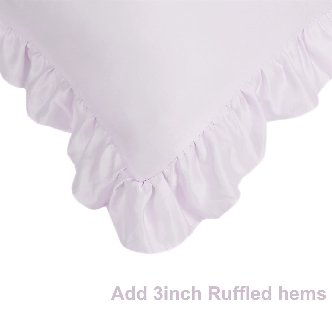 Unique Bargains 4-Piece Satin Ruffled Edge Pillow Shams, Standard, Lavender Gray