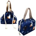 thumbnail image 1 of Mini bolsa de almuerzo reutilizable pequeña linda bolsa de almuerzo con cordón adecuada para niñas mujeres gato azul, 1 of 5