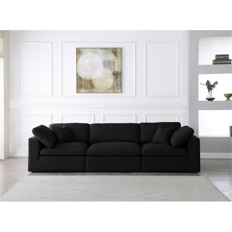 Trent Home Contemporary Black Linen Fabric Modular 3 Piece Sofa