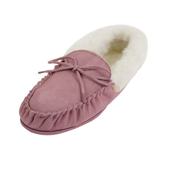 Eastern Counties Leather Womens Hard Sole Wool Lined Moccasins