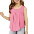 thumbnail image 1 of Girls Solid Ruffled Hem Tank Tops Kids Crew Neck Sleeveless Tops 4-14Y Casual Tees, 1 of 6