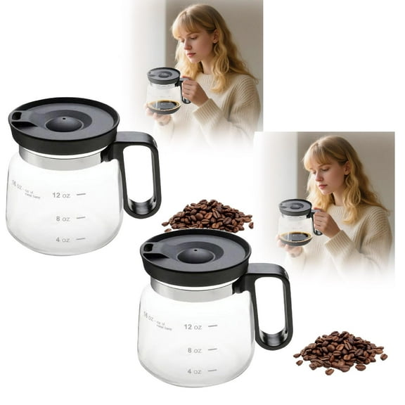 2Pcs Insulated Coffee Mug With Ergonomic Handle Durable Glass Tea Cup Portable Travel Carafe Style Drinkware For Hot Beverages Glass&Bottle