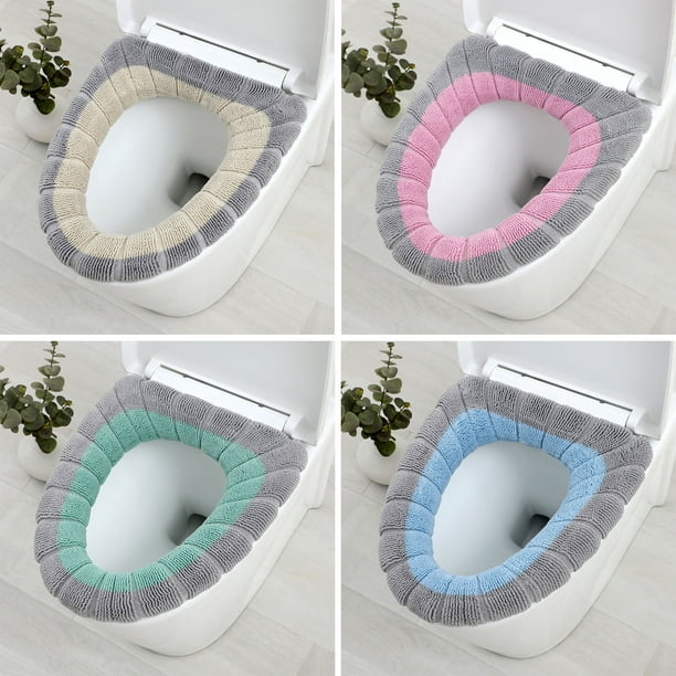 Cojín para Asiento de Inodoro, Funda de Punto Grueso para Invierno, Lavable, Suave, de Fibra Acrílica | 42 X 37 Cm