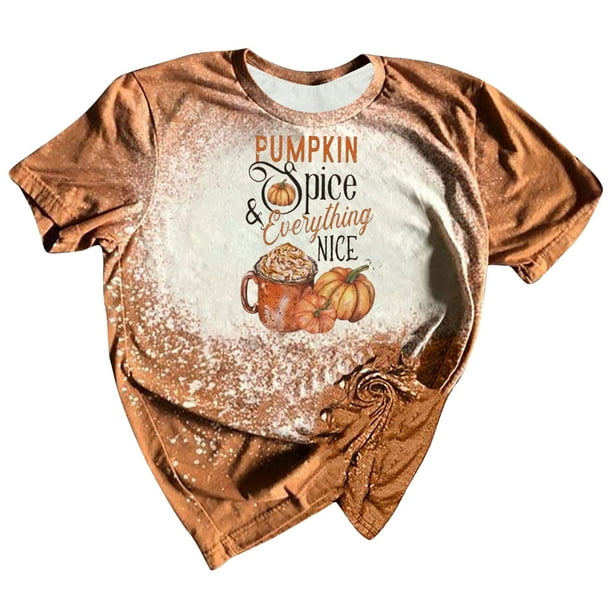 Tops Para Mujer, Camisetas Para Salir, Camisetas Informales Con Cuello Redondo, Camisetas Con Estampado de Acción de Gracias, Camiseta de Manga Corta, Blusa Odeerbi ODB151215