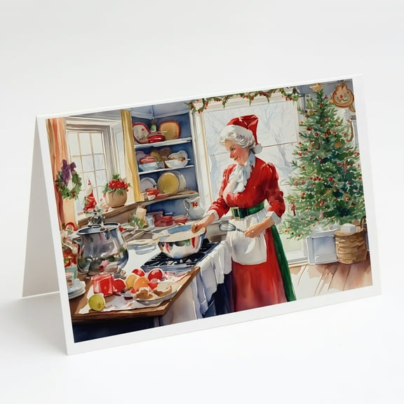 Cookies with Santa Claus Mrs. Claus Greeting Cards Pack of 8 7 in x 5 in