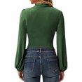 thumbnail image 4 of Mujeres manga larga blusa puff manga acanalada ruffle cómodo estilo casual Top para el desgaste diario, 4 of 6