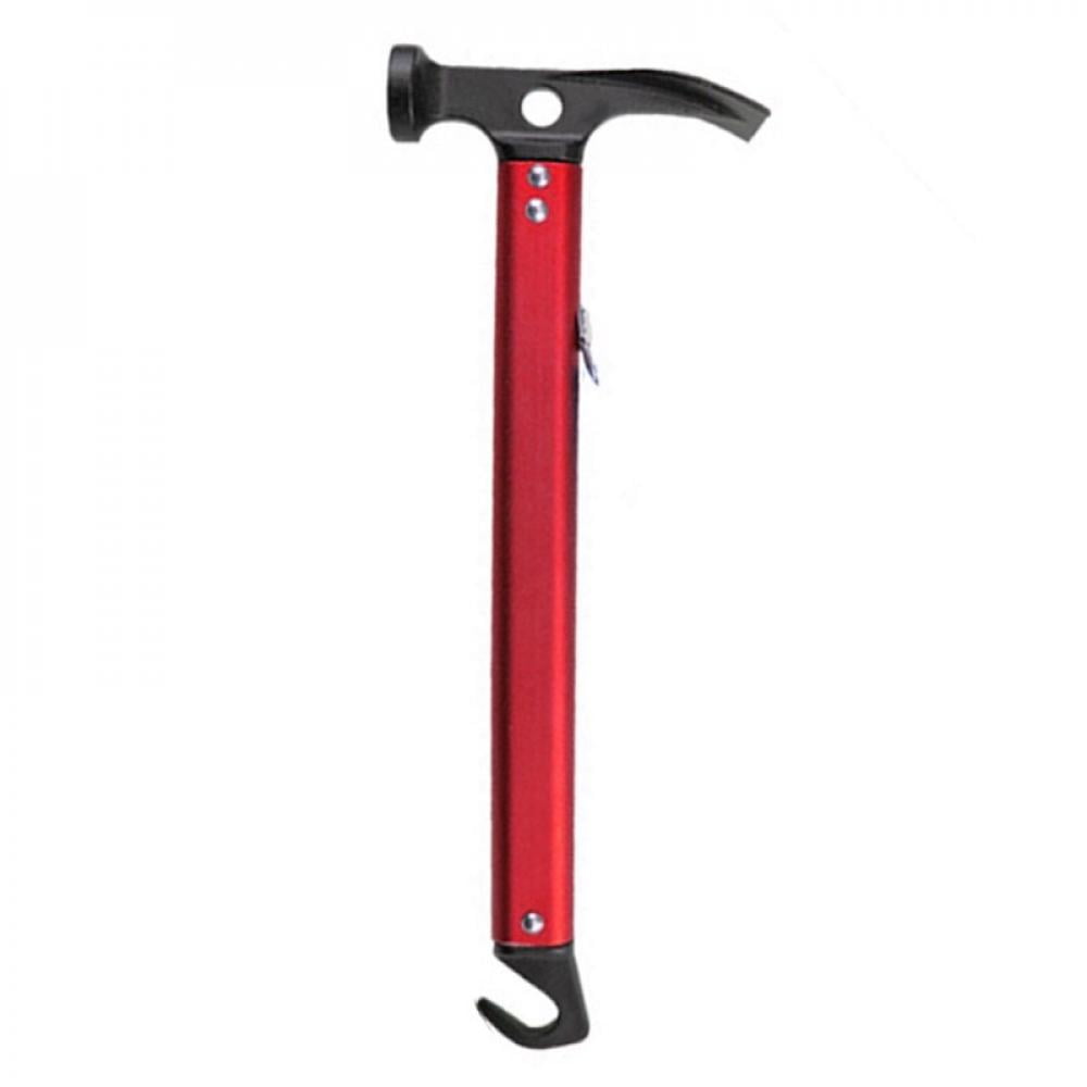 RED High-carbon Steel Shaft Hammer Tent Peg Stake Puller Camping Hiking 