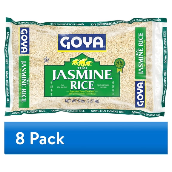 (8 pack) GOYA Thai Jasmine Rice, 5 lb Bag, Fat-Free, Low Sodium, Gluten Free