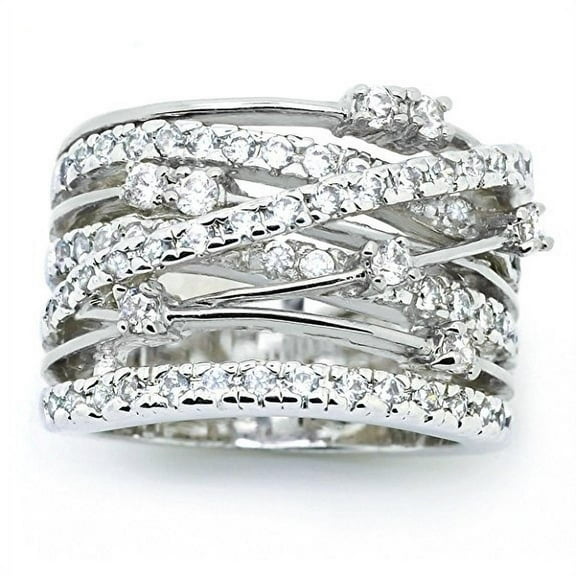 Women's 925 Sterling Silver Crossover Two-tone Engagement Wedding Band Rings