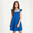 thumbnail image 5 of ITSAME Girls Midi Dresses Mesh Splicing Ruffle Sleeveless Summer Casual A-Line Dresses Blue Size 12-13, 5 of 6
