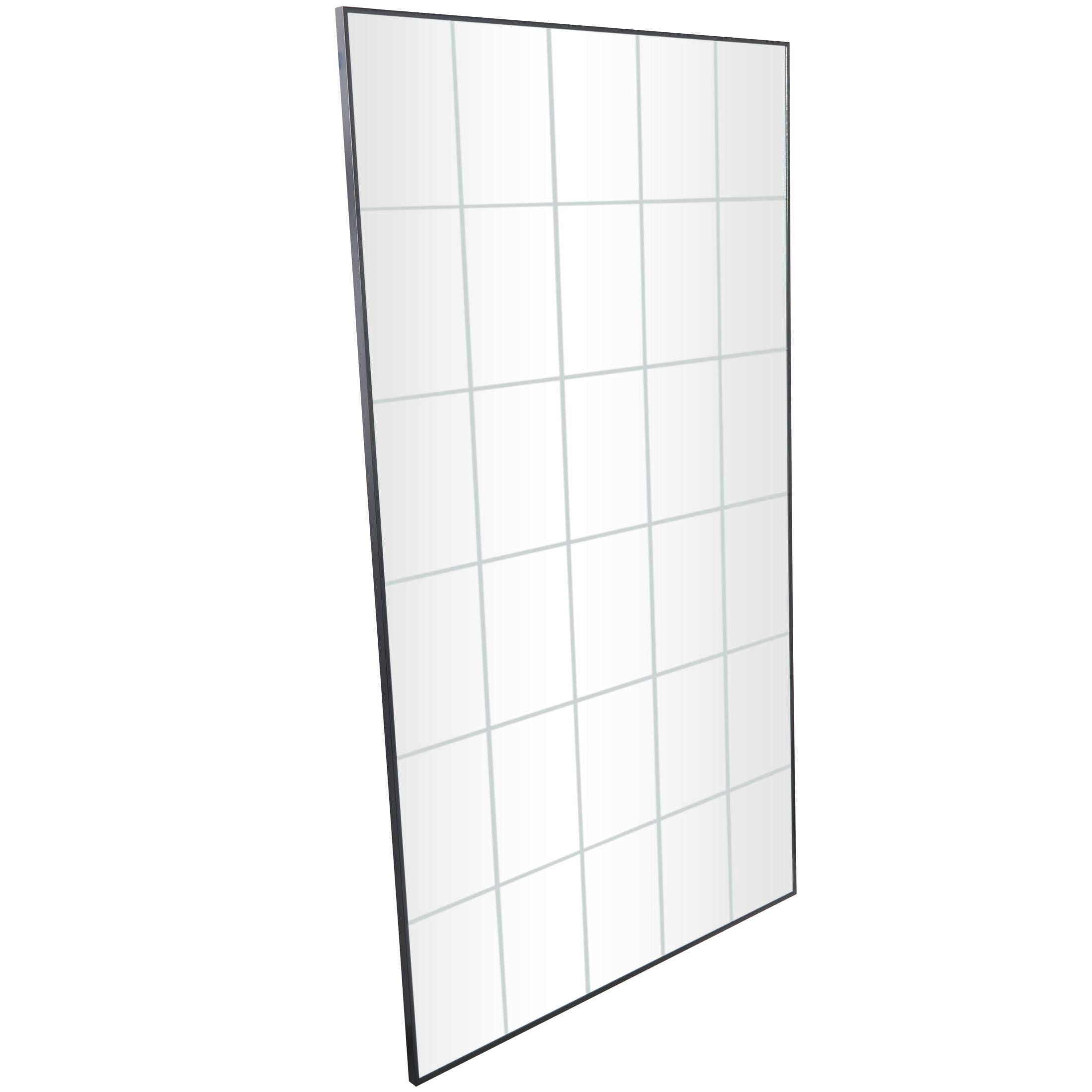 DecMode 37" x 67" Black Grid Style Panel Wall Mirror