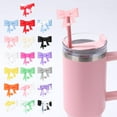 thumbnail image 3 of Bow Straw Cover Lovely Drinking Straw Tips Cover Reusable Straw Protector Topper for 0.4in Straws Silicone Cup Accessories, 3 of 9