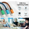 thumbnail image 4 of Aioneus Charger Cord 6ft 3A Fast Charging Cable, 3Pack Nylon Braided Cable Compatible with iPhone 14/13/12/11/iPad, Multicolor, 4 of 11