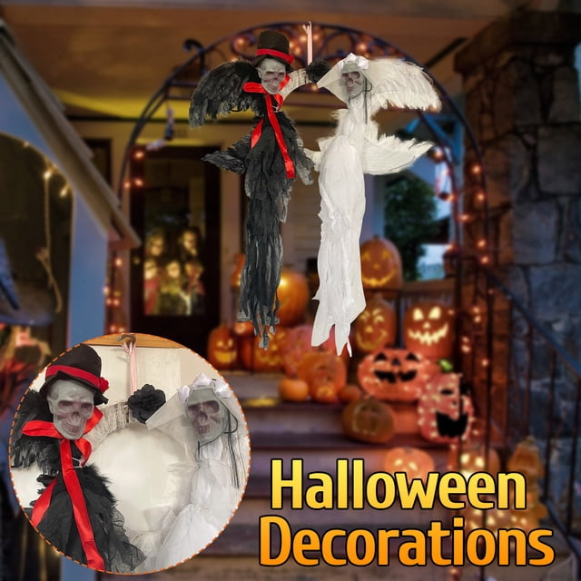 Xihbxyly Corona de Calavera de Halloween, Decoración Aterradora para Casa Embrujada, Adorno de Fiesta Espeluznante, Decoración de Pared para Puerta Interior y Exterior, Temática de Terror, Tamaño 30