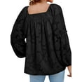 thumbnail image 7 of Xuanfei Women Square Neck Floral Print Long Sleeve Pleated Blouse, 7 of 7