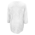 thumbnail image 4 of Plus Size Women's Openwork Knit Sweater Top, V-Neck Batwing Sleeve Loose Crochet Blouse, Casual Lightweight Summer Cover-Up, 8 Colors, Sizes S-5XL, 4 of 4