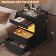 thumbnail image 4 of Set of 2 Nightstand with LED Lights&Charging Station, Wood Night Stands End Side Table with 2 Drawers&Glass Top&Jewelry Tray for Bedroom Living Room Office, Black, 4 of 10