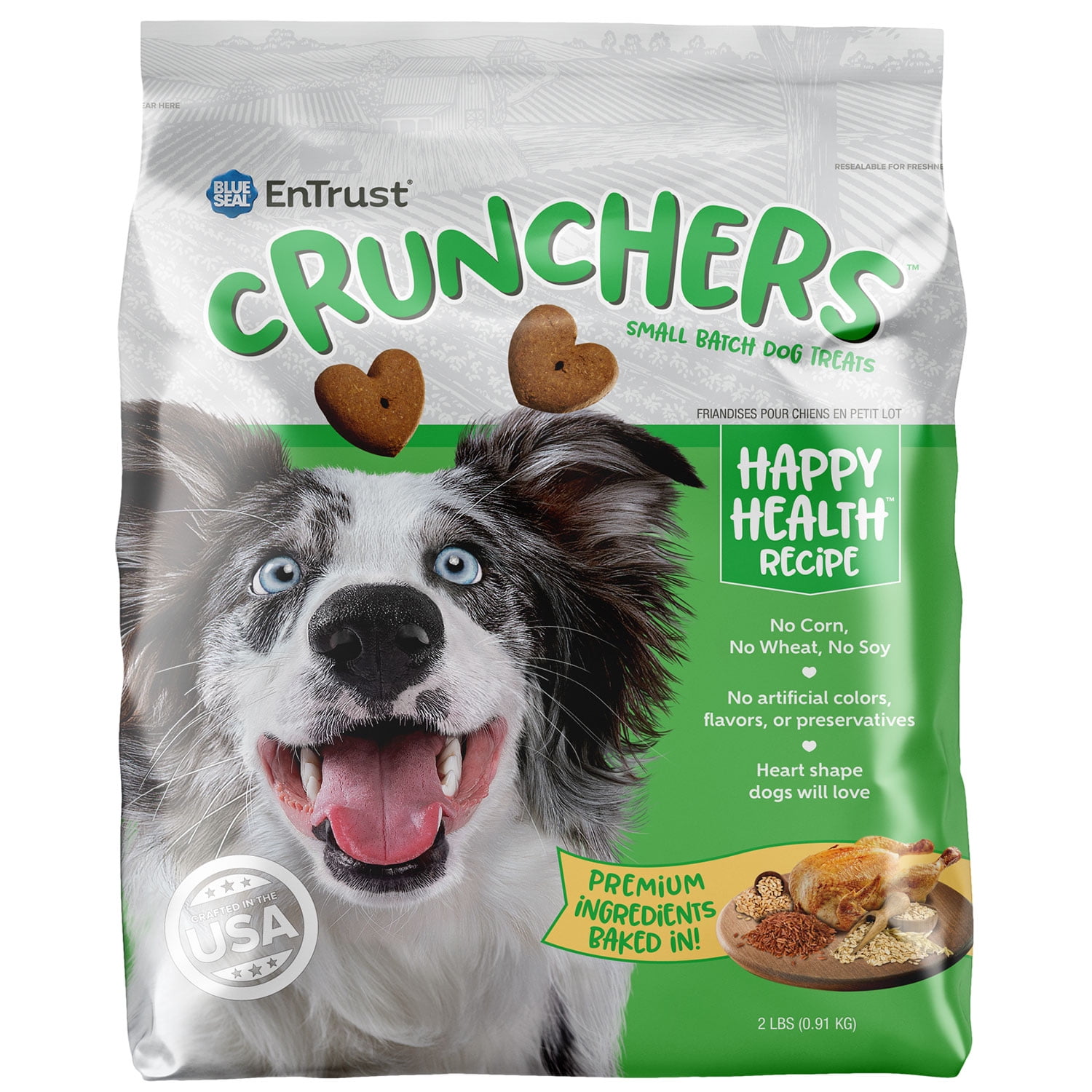 EnTrust CRUNCHERS Small Batch Dog Treats Happy Health (Corn, Wheat, Soy Free)