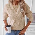 thumbnail image 6 of RYDCOT Womens Sweaters 2024 Fall Winter Cable Knit Long-Sleeve Crewneck Sweater Classic-Fit Chunky Cozy Jumpers Tops Loose Casual Sweaters Sale, 6 of 9