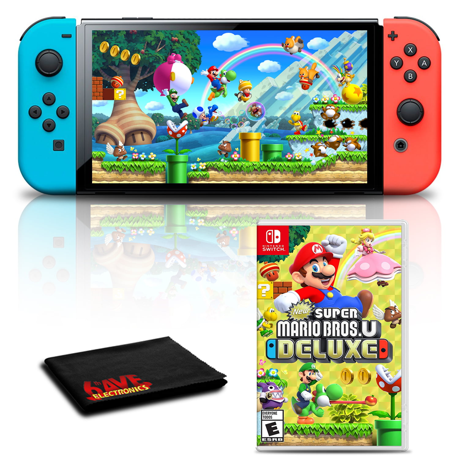 Nintendo Switch OLED Neon Blue/Red with New Super Mario Bros U