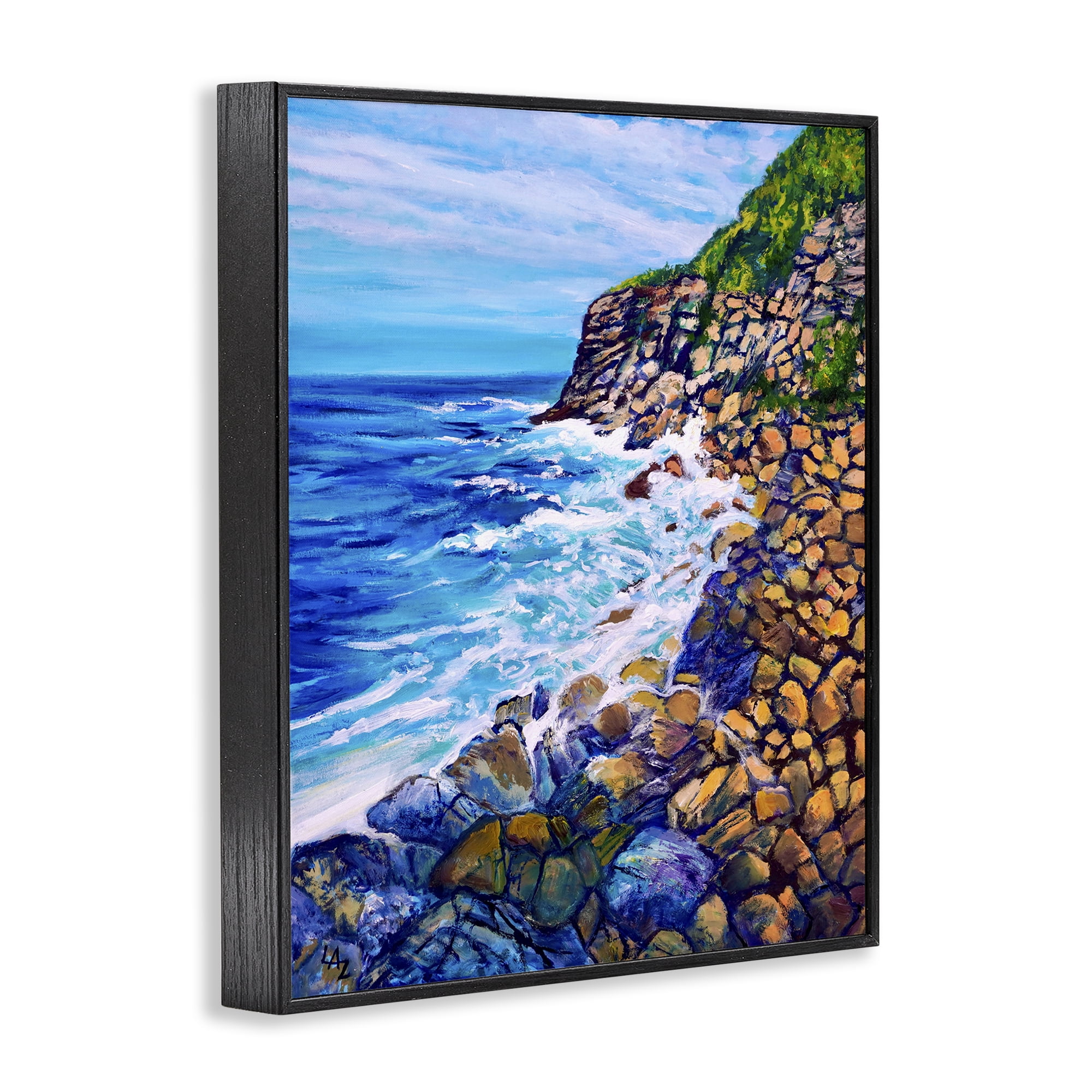 Stupell Industries Cliffside Ocean Spray Black Framed Giclee Art, design by Lee Ann Zirbes