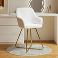 thumbnail image 2 of VECELO White PU Leather Accent Chair with Gold Metal Frame, Vanity Chair with Back, Armchair for Living Room, Bedroom, Office, 2 of 9