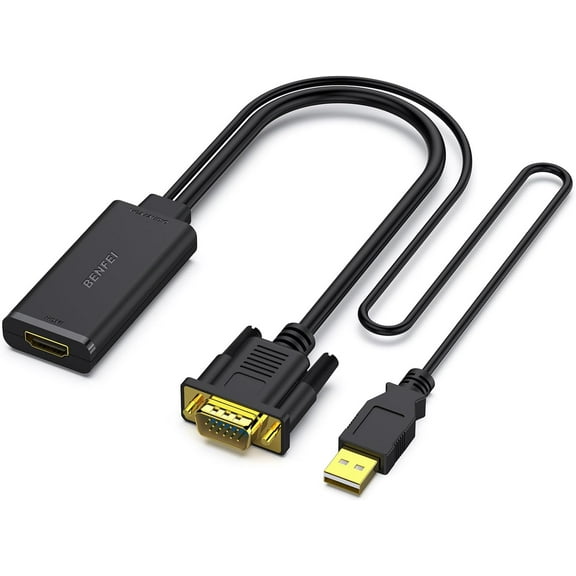 BENFEI VGA to HDMI Adapter, 1080P Converter with Audio from VGA Source to HDMI Display,1 Pack