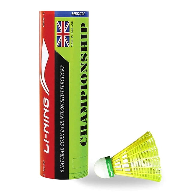 Li-Ning Championship Nylon Badminton Shuttlecock , Pack Of 6 | Yellow , Engineering Grade Nylon For Extreme Durability
