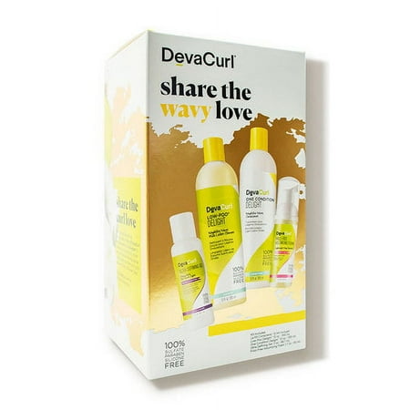 DevaCurl Share The Wavy Love 4PC Kit (Low-Poo Delight 12oz, One Condition Delight 12oz, Ultra Defining Gel 3oz, Frizz-Free Volumizing Foam 1.7oz)