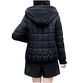 thumbnail image 4 of Ndbuld Women's Winter Warm Coat Packable Ultralight Full Zip Short Down Jacket Business Casual Warm Quilted Stretch Lightweight Windproof Snowproof Jacket Warm Lightweight Winter Jacket ,Black, 4 of 4