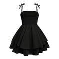 thumbnail image 6 of XAOFW Girls Party Dresses Sleeveless Square Collar Solid Color Summer Casual Formal Wear Spaghetti Strap Dress For Toddler Kids Comfortable 12-13 Years, 6 of 6