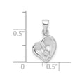 thumbnail image 3 of Sterling Silver Polished & Satin CZ Open Heart Pendant Charm, 3 of 4