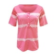 thumbnail image 4 of Tunic Tops for Women Summer Tie Dye Blouses Striped Button Up T-shirt Short Sleeve Basic Tee, 4 of 6