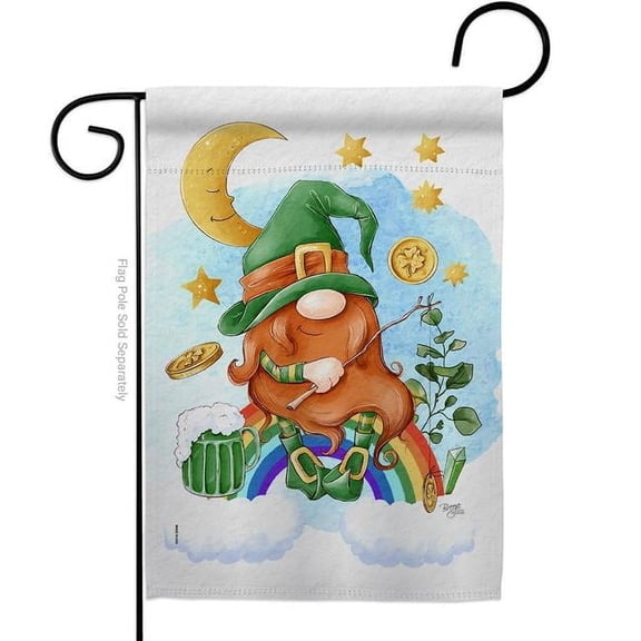 Breeze Decor G120049-BO Lucky Gnome Springtime St Patrick Double-Sided Decorative Garden Flag, Multi Color