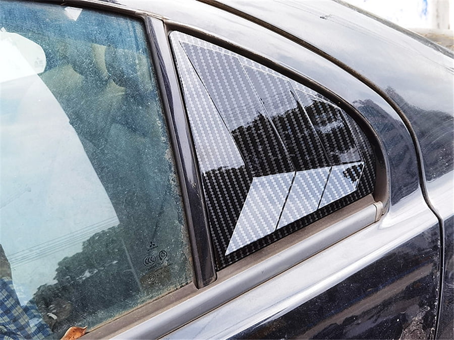 2PCS Carbon Fiber Look Quarter Window Louver Shutter Cover For