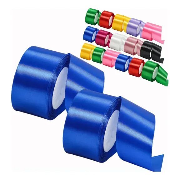 2 rolls of 4cm wide decorative gift ribbons, for party and Christmas decoration, total length 45.7m