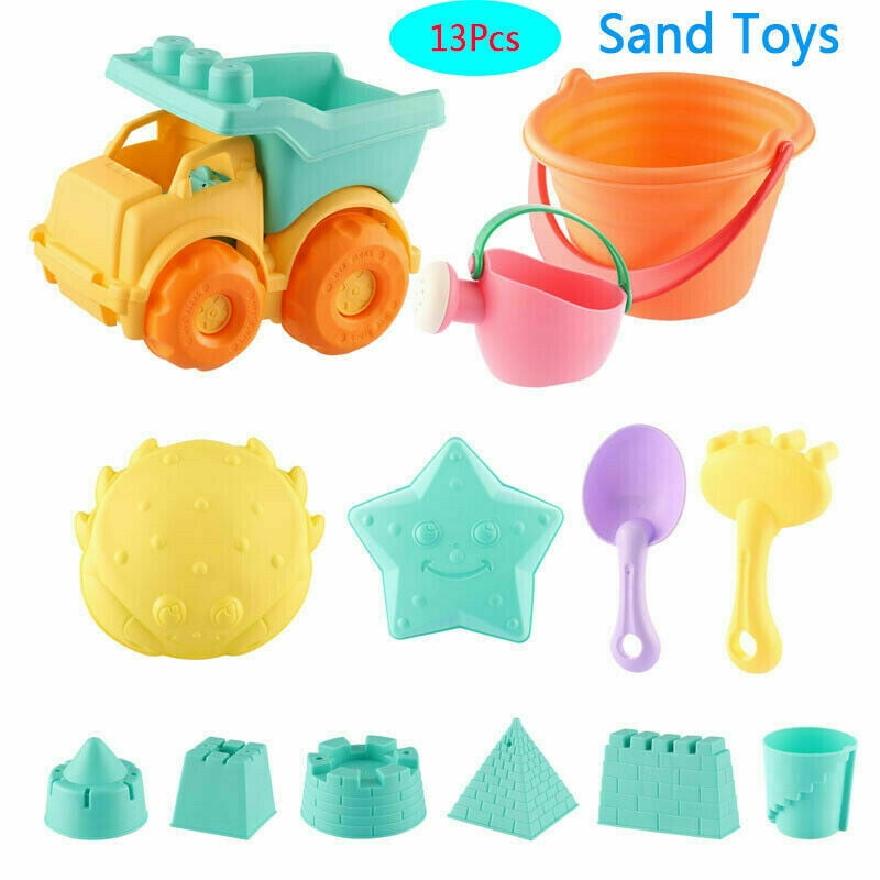 11pcs Beach Toy Set Great Kids Sand Toy Set Bucket Shovel Rake Cars Sand Molds 