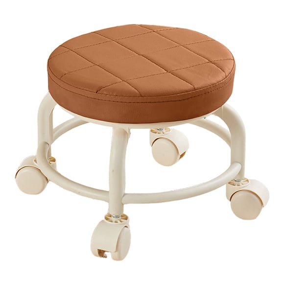 Low Height Round Rolling Stool With Wheels, Portable Rest Seat For Living Room Bedside Salon Pedicure Coffee