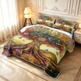 thumbnail image 3 of Homewish Colorful Nature Tree Twin Quilt Set,Romantic Butterflies Floral Twin Coverlet Set,Yellow Green,Black Reversible,2pcs, 3 of 7