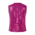 thumbnail image 2 of iiniim Gilet à Paillettes pour Enfants Filles Garçons Hip-Hop Danse de Rue Performance de Scène Rose Vif 110, 2 of 5