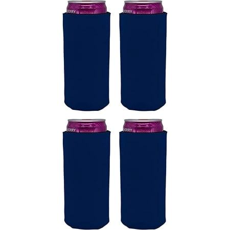 

Blank Soft Foam Collapsible Slim Can Coolie (Navy Blue 4 Pack)