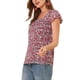 thumbnail image 4 of BLUSA FLORAL PARA MUJER INSPIRADA EN SAN VALENTÍN, CASUAL DE VERANO, CUELLO CUADRADO, MANGA CORTA, CON VOLANTES, TALLA XL, ROJO VINO, 4 of 8