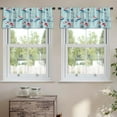 thumbnail image 2 of LALILO Kitchen Curtain Valance Blue With Navy Graphic Marine Rod Pocket Window Curtain 52"x 18" Set of 2, 2 of 5