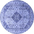 thumbnail image 1 of Ahgly Company Machine Washable Indoor Round Medallion Blue Traditional Area Rugs, 4' Round, 1 of 4