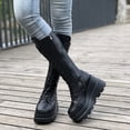 thumbnail image 5 of Women's Platform Wedge Heeled Mid Calf Boots, Punk Style Lace Up Boots, Women's Footwear, 5 of 8